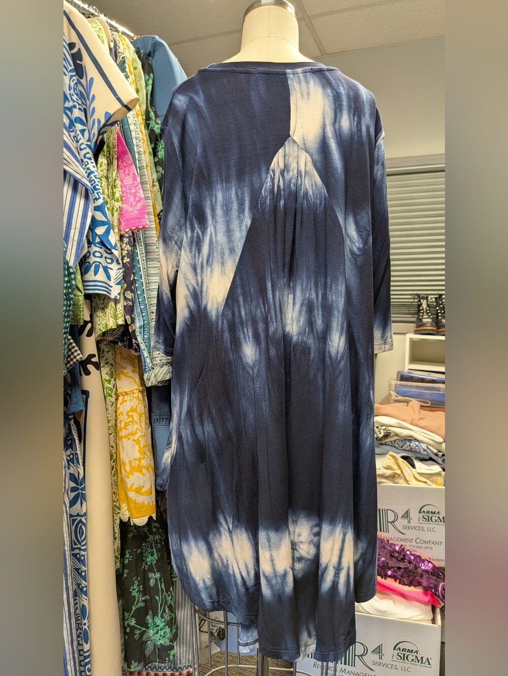 Tie-Dye Navy and White Women's Dress